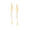 Pendientes Flores colgantes laminados en Oro 18k