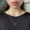 Cadena con Dije Corazón Vacío laminada en Oro 18k