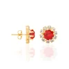 Pendientes Piedra Roja con Cristales laminados en Oro 18k