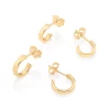 Pendientes Doble media Argolla laminados en Oro 18k