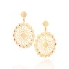 Pendientes Mandala Flor Dorada laminados en Oro 18k