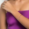 Pulsera eslabones Detallados con Zirconio laminada en Oro 18k