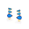 Pendientes Curveados Mar Azul laminados en Oro 18k