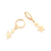 Pendientes Argolla con Estrellas colgantes laminados en Oro 18k