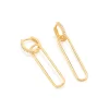 Pendientes Argolla con Cristales y Clip Colgante laminados en Oro 18k