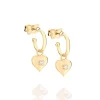 Pendientes Infantiles Corazón Colgante con Cristal Laminados en Oro 18k.