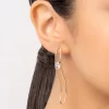 Pendientes en Óvalo Largo Curvo con Zirconios Laminados en Oro 18k